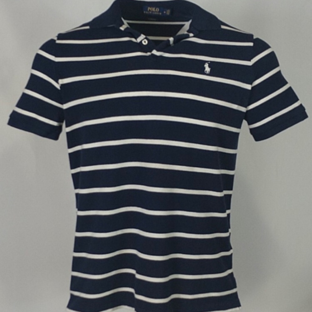 Men’s M Navy/White Stripped Polo by Ralph Lauren